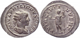 Roman Empire Antoninianus 246 AD, Philip II
RIC 218d (Philip I), C 48; Silver 4,69 g.; Obv: MIVLPHILIPPVSCAES - Radiate, draped and cuirassed bust ri...