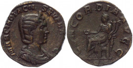 Roman Empire Sestertius 247 - 249 AD, Otacilia Severa
RIC 203a (Philip I), C 10; Copper 18,14 g.; Obv: MARCIAOTACILSEVERAAVG - Diademed, draped bust ...