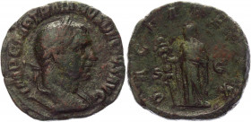 Roman Empire AE Sestertius 249 - 251 AD Traianus Decius
RIC 114a; C. 35; Copper 11,97g.; Obv: IMP C M Q TRAIANVS DECIVS AVG, laureate, draped and cui...