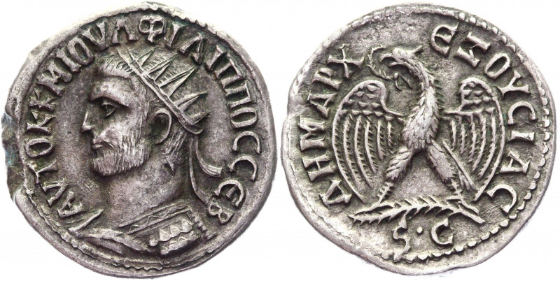 Roman Empire Tetradrachm 249 AD, Philippe Arab
Billon 12,98 g.; Obv: AVTOK K M ...