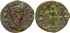 Roman Empire Antonianus 267 AD, Salonina
RIC 86, C 113; Copper 3,33 g.; Obv: SALONINAAVG - Diademed, draped bust right on crescent. Rev: VENVSAVG - V...