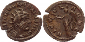 Roman Empire AE Antoninianus 269 AD Marius
RIC 17; Copper 2,72g.; Obv: IMP C M AVR MARIVS AVG, radiate, draped and cuirassed bust right / Rev: VICTOR...