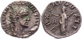 Roman Empire Antoninianus 270 AD, Quintillus
RIC 26; Billon 3,03 g.; Obv: IMPCMAVRCLQVINTILLVSAVG - Radiate, draped bust right. Rev: PAXAVGVSTI - Pax...