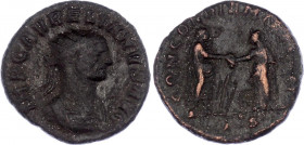 Roman Empire Antoninianus 270 - 275 (ND)
RIC 59f, C 60; Bronze 3,14 g.; Obv: IMPCAVRELIANVSAVG - Radiate, cuirassed bust right. Rev: CONCORDIAMILITVM...