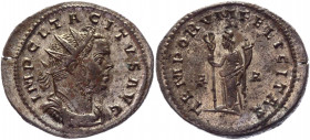 Roman Empire Antoninianus 275 - 276 AD, Tacituss
RIC 65c ; Silvered copper 3,82 g.; Obv: IMPCLTACITVSAVG - Radiate, draped and cuirassed bust right. ...