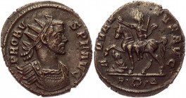 Roman Empire Antonianus 280 AD, Probus
RIC 156f, C 41; Copper 3,71 g.; Obv: IMCPPROBVSAVG - Radiate, cuirassed bust right. Rev: ADVENTVSAVG Exe: RΔ -...