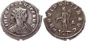 Roman Empire Antonianus 280 - 281 AD, Probus
RIC 727f, C 500; Silver 4,14 g.; Obv: IMPPROBVSINVAVG - Radiate, cuirassed bust right. Rev: PROVIDENTIAA...