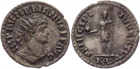 Roman Empire Antoninianus 283 - 284 AD, Numerian
Bronze 3,94 g.; Obv: IMPNVMERIANVSPFAVG - Radiate, draped and cuirassed bust right. Rev: PRINCIPIIVV...