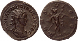 Roman Empire AE Antoninianus 284 AD Numerian
RIC V 353; Copper 3,46g.; Obv: M AVR NVMERIANVS NOB C, radiate and draped bust right / Rev: MARS VICTOR,...