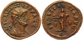 Roman Empire Antonianus 293 - 295 AD, Allectus
RIC 108; Copper 5,40 g.; Obv: IMPCALLECTVSPFAVG - Radiate, cuirassed bust right. Rev: PROVIDENTIAAVG E...