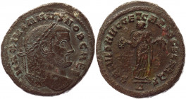 Roman Empire AE Follis 293 - 305 AD Constantius I Chlorus
RIC 28a; Copper 10,57g.; Obv: CONSTANTIVS CAES, Laureate head of Constantius right / Rev: S...