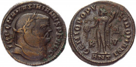 Roman Empire Follis 300 - 301 AD, Maximianus
RIC 54b (Antioch); Copper 10,12 g.; Obv: IMPCMAMAXIMIANVSPFAVG - Laureate head right. Rev: GENIOPOPVLIRO...