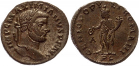 Roman Empire Follis 300 - 301 AD, Maximianus
Copper 8,10 g.; Obv: IMPCMAMAXIMIANVSPFAVG - Laureate head right. Rev: GENIOPOPVLIROMANI - Genius standi...
