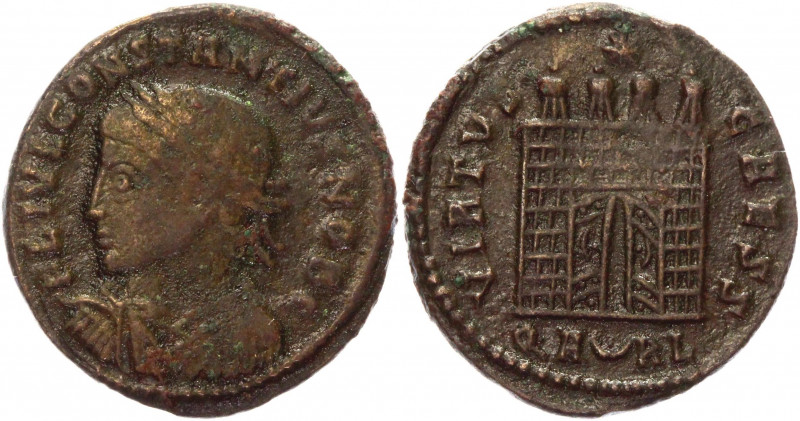 Roman Empire Follis 327 AD, Constantius II
RIC 316 (VII, Arles); Copper 2,59 g....