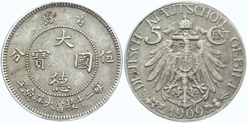 China Kiautschou 5 Cents 1909
Y# J.729; Copper-Nickel 2,95g.; XF