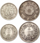 Japan 20 - 50 Sen 1898 - 1911
Y# 24 - 31; Silver; Mutsuhito; XF-AUNC