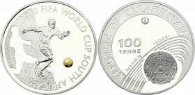 Kazakhstan 100 Tenge 2009
KM# 151; Silver (.999) 31.1g 38.61mm; Proof; Football World Cup 2010