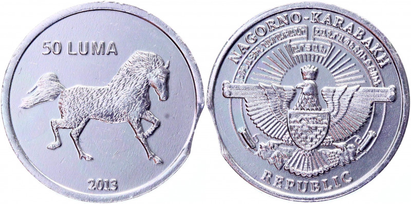 Nagorno-Karabakh 50 Luma 2013 Error
KM# 6; Aluminum 1,32g.; Flan Defect; UNC