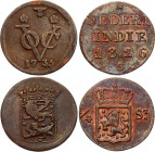Netherlands East Indies 2 x 1 Duit 1735 & 1826 S
Sumatra & West Friesland; VF/XF