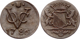 Netherlands East Indies Utrecht 1 Duit 1786
KM# 111.1 (mintmark: shield between dots); XF+