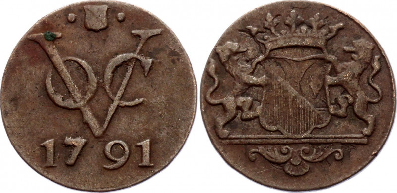 Netherlands East Indies Utrecht 1 Duit 1791
KM# 111.1 (mintmark: shield between...