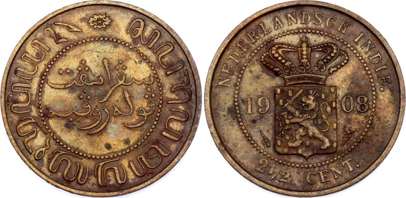 Netherlands East Indies 2-1/2 Cents 1908
KM# 308; Wilhelmina