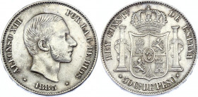 Philippines 50 Centimos 1885
KM# 150; Silver; Alfonso XII; XF+/AUNC-