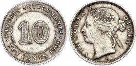 Straits Settlements 10 Cents 1900 H
KM# 11; Silver; Victoria; XF