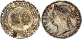 Straits Settlements 20 Cents 1890 H
KM# 12; Silver 5,39g.; Victoria; UNC