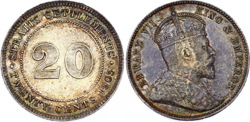 Straits Settlements 20 Cents 1903
KM# 22; Silver 5,37g.; Edward VII; UNC