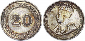 Straits Settlements 20 Cents 1927
KM# 30b; Silver 5,39g.; George V; UNC