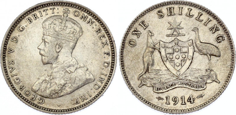 Australia 1 Shilling 1914
KM# 26; Silver; George V; XF+