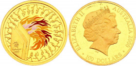 Australia 100 Dollars 2000
KM# 521; Gold (.999) 10,00 g., Proof; Elizabeth II; 2000 Sydney Olympics; Mintage 20,000