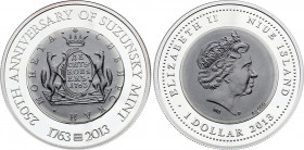 Niue 1 Dollar 2013 Suzunsky Mint
Silver Proof; Suzunsky Mint; Mintage 1000 - Rare official coin! Price in Krause = 100$. 1 Oz 999 Silver