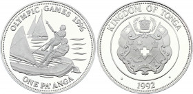 Tonga 1 Paanga 1992
KM# 156; Silver (0.925) 31.66g; Proof; Olympiad