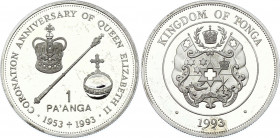 Tonga 1 Paanga 1993
KM# 144; Silver (0.925) 31.47g; Proof; Coronation Jubilee
