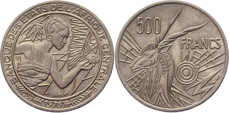 Central African States 500 Francs 1976 C
KM# 12; Nickel 9,18g.; UNC