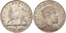Ethiopia 1 Birr 1895 A Paris
KM# 19; Silver 28,10g.; Menelik II; XF+
