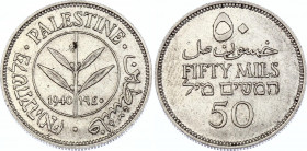 Palestine 50 Mils 1940
KM# 6; Silver; XF