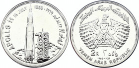Yemen 2 Riyals 1969
KM# 2.1; Silver (.925) 25g 37mm; Appolo 11, Cape Kennedy