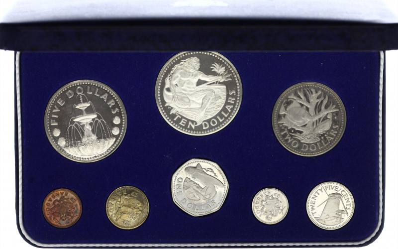 Barbados Set of 8 Coins 1973
KM# PS1; KM# 16a, 17a; Silver, Proof; With Origina...