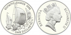 Bermuda 1 Dollar 1992
KM# 85; Silver (0.925) 31.5g; Proof; Olympiad 1992, Sailboats