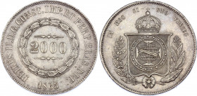 Brazil 2000 Reis 1865
KM# 466; Silver; Pedro II; XF+