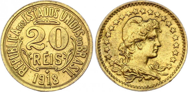 Brazil 20 Reis 1918 Pattern
Yellow Metal 1,95g.; UNC