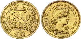 Brazil 20 Reis 1918 Pattern
Yellow Metal 1,95g.; UNC