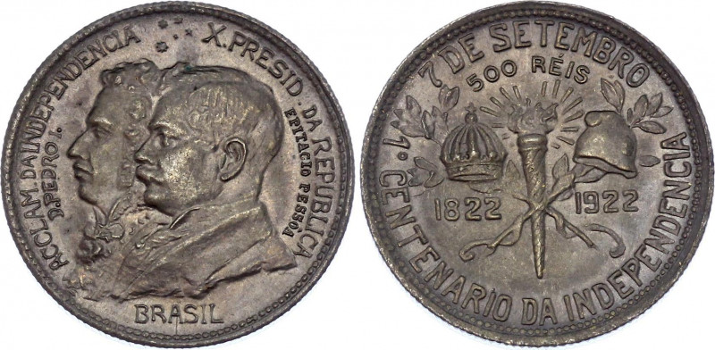 Brazil 500 Reis 1922 Pattern
KM# Pn233; Aluminum-Bronze 4,01g.; Independence Ce...