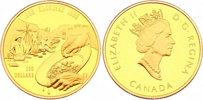 Canada 100 Dollars 1996
KM# 273; Gold (.583) 13,34g; Elisabeth II; Klondike Gol...