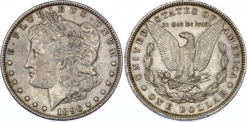 United States 1 Dollar 1896
KM# 110; Silver; "Morgan Dollar"; XF+