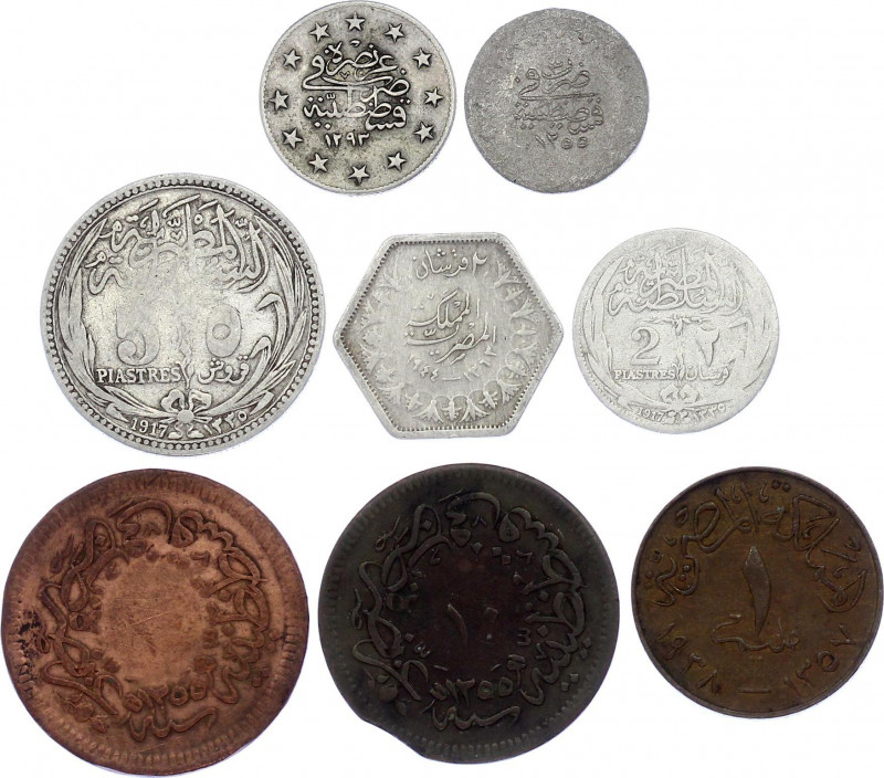 Egypt & Turkey Lot of 8 Coins 1861 - 1938
With Silver; Various Dates & Denomina...