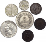 World Lot of 7 Coins 1902 - 1960
With Silver; Various Countries, Dates & Denominations